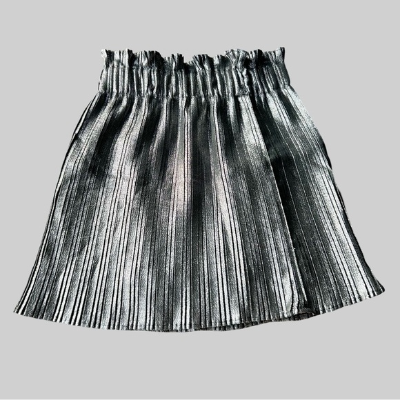 ZARA Silver Metallic Pleated Mini Skirt - Picture 5 of 16